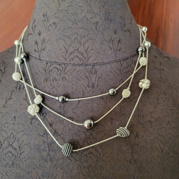 Layered Lane Bryant Necklace With Mixed Beads & Chain Design - Picture 1 of 5